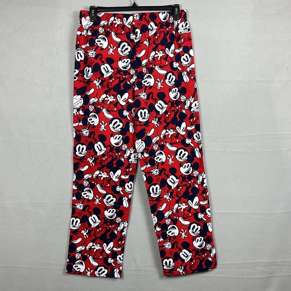 Disney Womens‎ Sleep Pants Drawstring Size Medium Red Mickey Mouse 100% Cotton - Picture 2 of 10